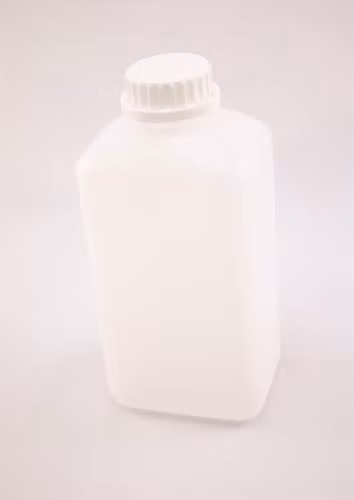 Plastflaska 1 liter, rektangulär – fryssäker och livsmedelsgodkänd HDPE-flaska med vit kork