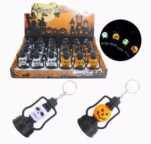 Halloween Dödskalle Pumpa LED-lykta Nyckelring