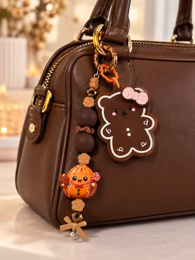 väsksmycke med pepparkaksinspirerad charm
