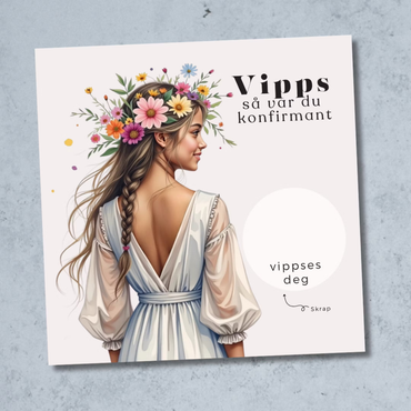 Vipps Konfirmasjonskort - Blomsterkrans