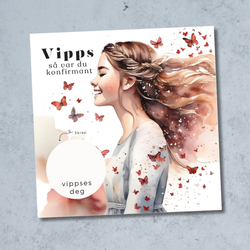 Vipps Konfirmasjonskort - Sommerfugl