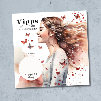 Vipps Konfirmasjonskort - Sommerfugl