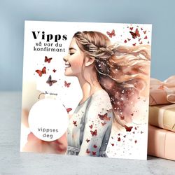 Vipps Konfirmasjonskort - Sommerfugl