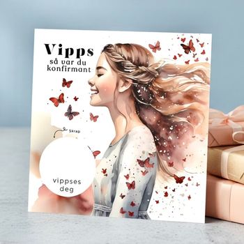 Vipps Konfirmasjonskort - Sommerfugl