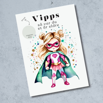 Vipps Bursdagskort - Super Girl