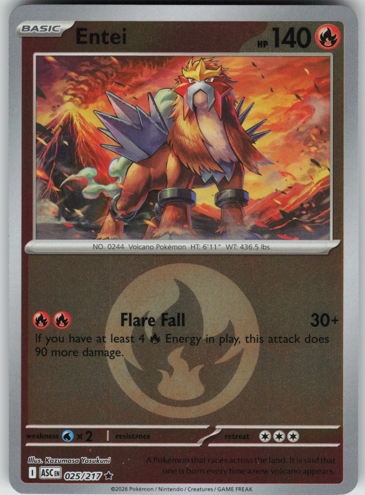Entei (Energy Symbol Pattern) 025/217 Reverse-Holo Rare ME: Ascended Heroes NM