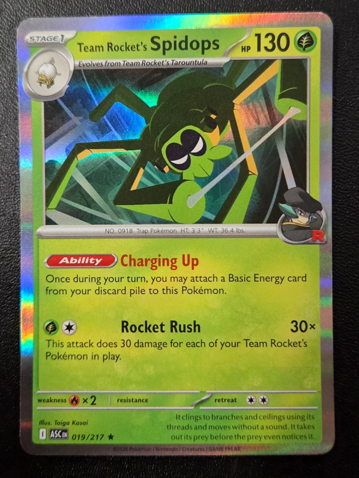 TEAM ROCKET'S SPIDOPS RARE ME ASCENDED HEROES 019/217 NM