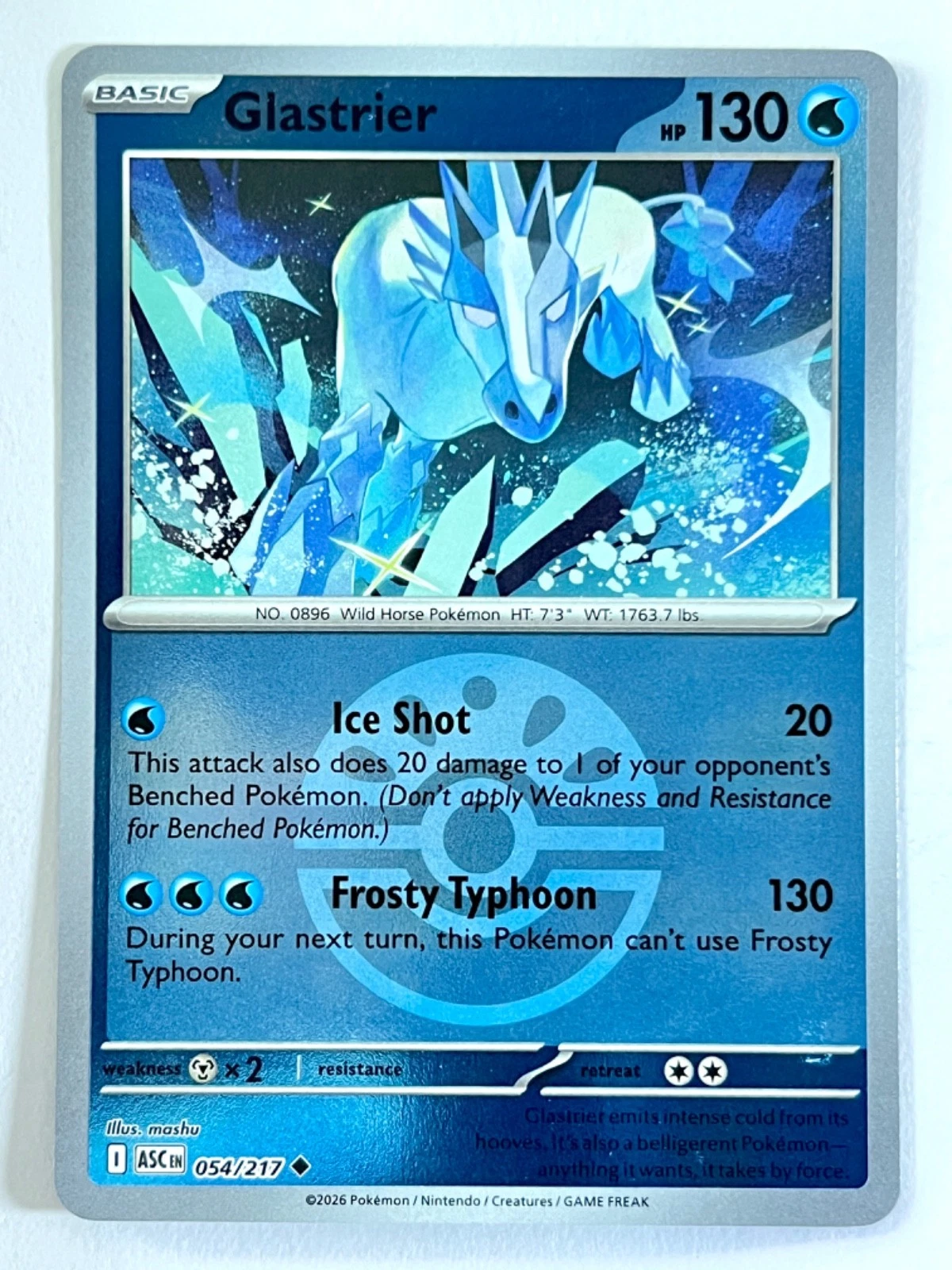 Glastrier 054/217 Reverse Holo Friend Ball Ascended Heroes Pokemon Near Mint NM