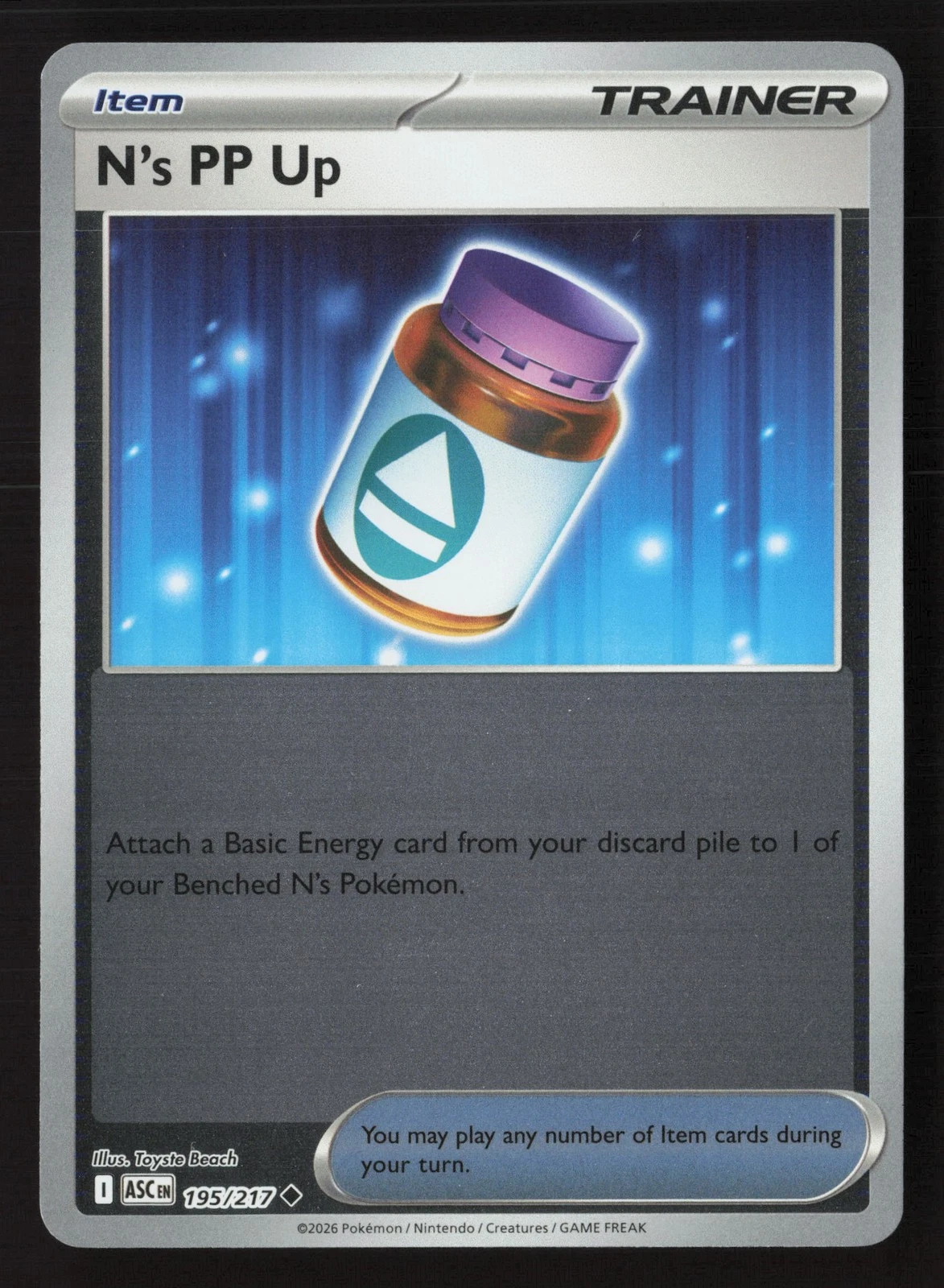 N's PP Up Uncommon ME: Ascended Heroes 195/217 NM Pokemon Card Reverse Holo