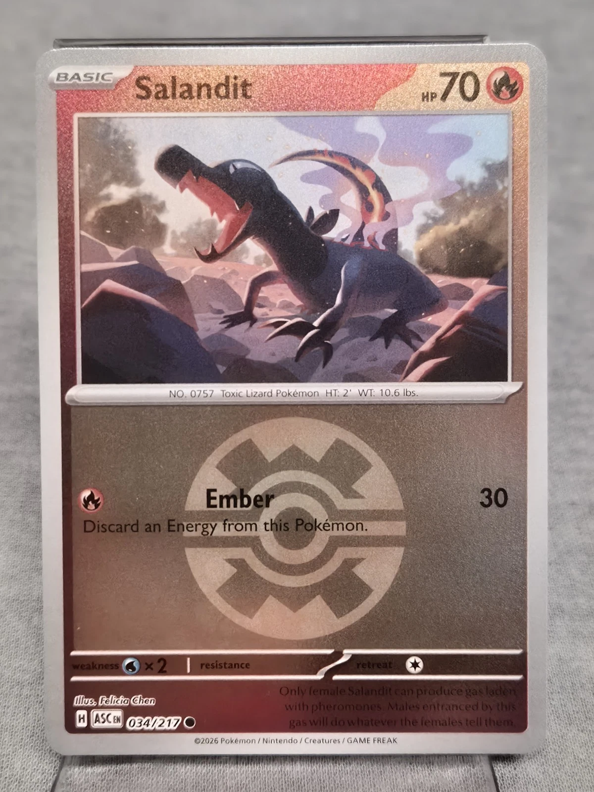 Salandit 034/217 Quick Ball Reverse Holo Pokemon TCG: Ascended Heroes (NM)