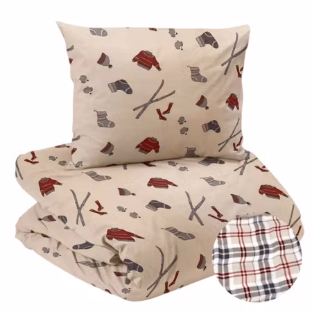 Bäddset Järvsö Flanell Beige Enkeltäcke 150x210