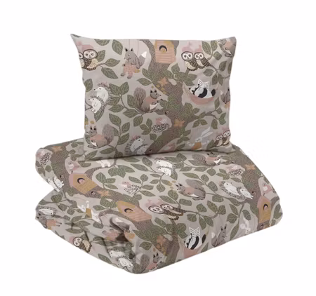 Skogsliv Beige Bäddset Enkeltäcke 150x210