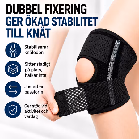 Knästöd med justerbara remmar – stabilt stöd för aktivitet och vardag