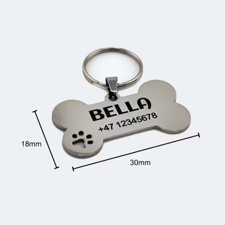 ID-brikke for hund m/gravering (liten)