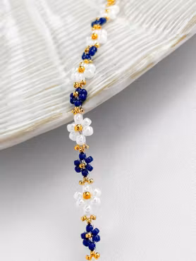 Flower bracelet - dark blue