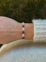 Flower bracelet - dark blue
