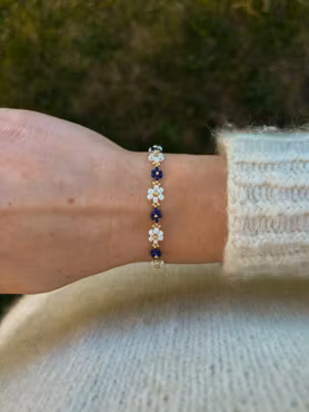 Flower bracelet - dark blue