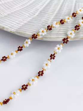 Flower bracelet - burgundy