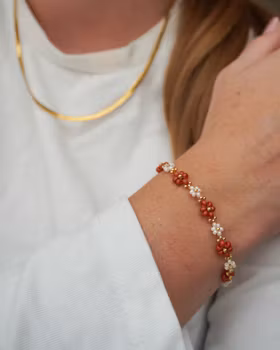 Floral bracelet - terracotta & creme