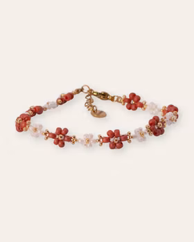 Floral bracelet - terracotta & creme
