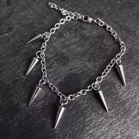 Spike Chain Ankle Cuff i rostfritt stål | Punkig fotlänk med nitar