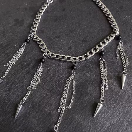 Spikefall - Halsband med Spikes & Svart Onyx | Rostfritt Stål 304