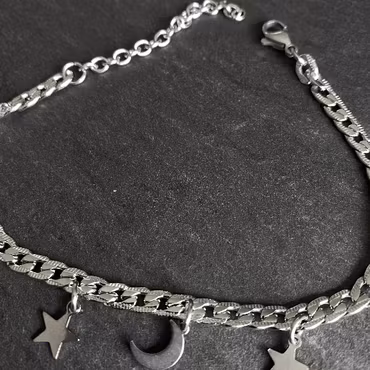 Luna Star Anklet - Celestial Steel Anklet