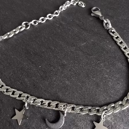 Luna Star Anklet - Celestial Steel Anklet