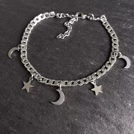 Luna Star Anklet - Celestial Steel Anklet
