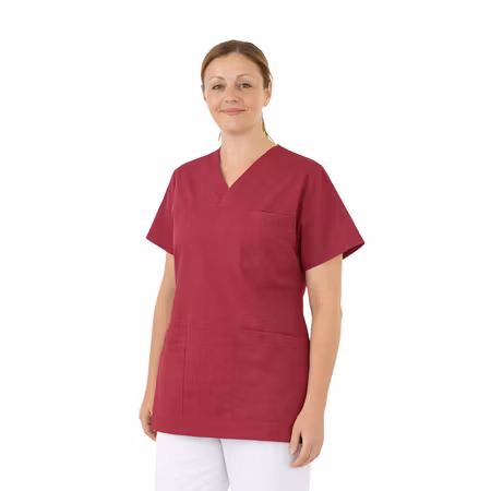 Mellanrosa vårdtunika i twill med kort ärm - unisex | TK Design