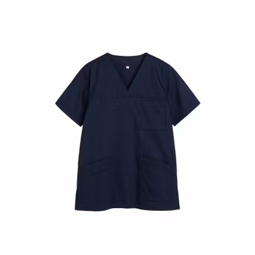 Marinblå vårdtunika i twill med kort ärm - unisex | TK Design