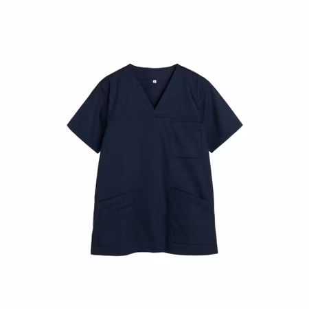 Marinblå vårdtunika i twill med kort ärm - unisex | TK Design