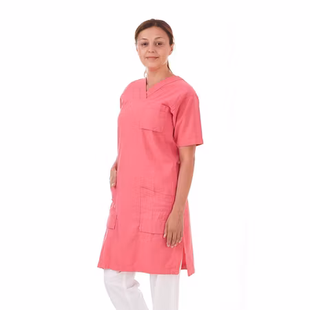 Rosa klänning i 100% krinklad bomull - Comfort | TK Design