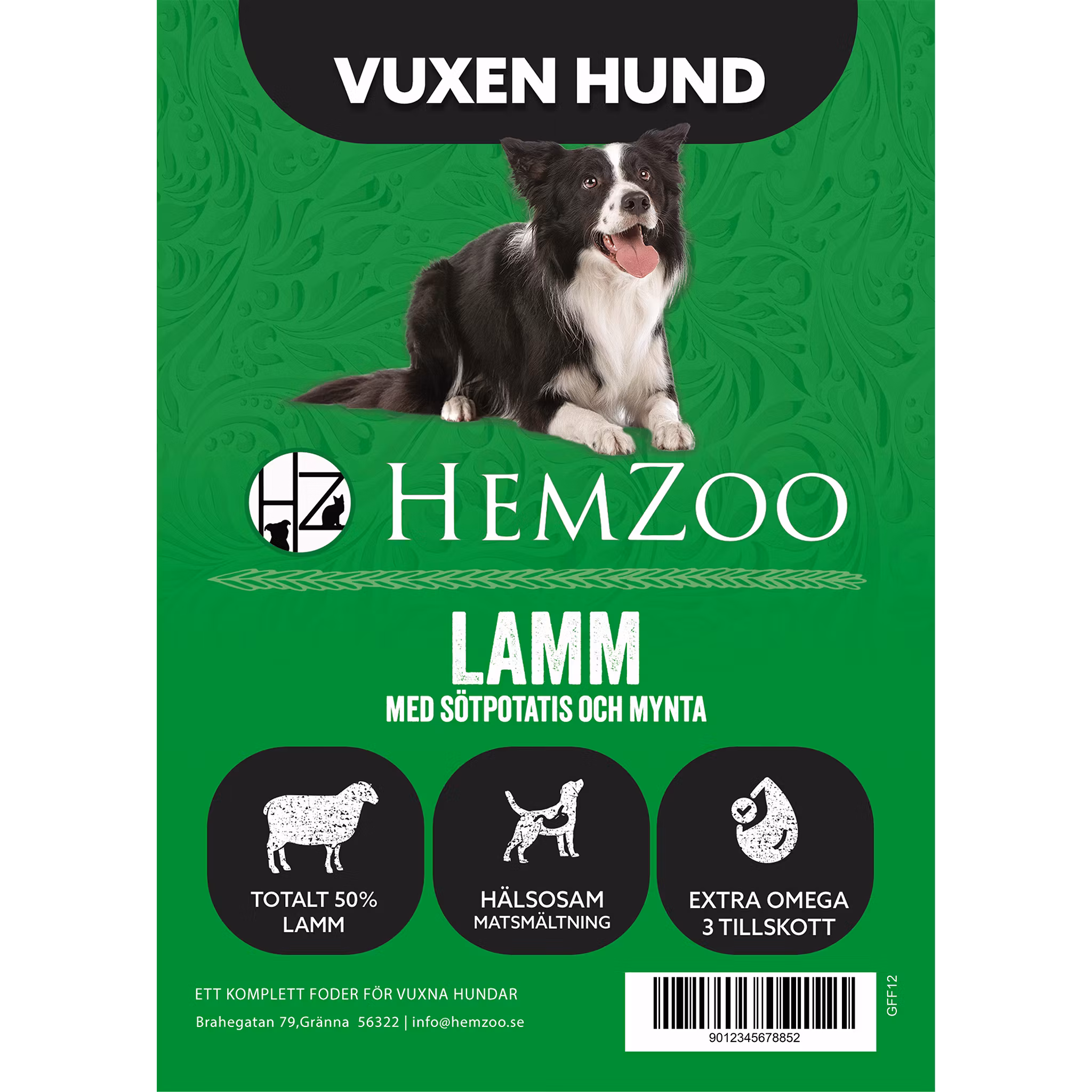 Lamm med Sötpotatis och Mynta - Vuxen Hund