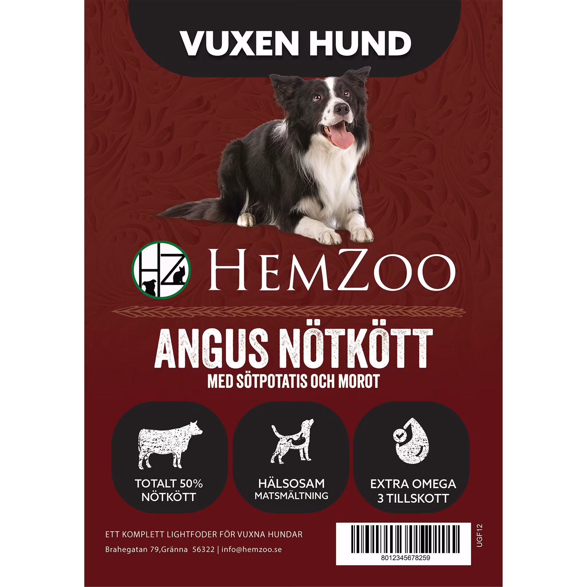 Angus Nötkött med Sötpotatis och Morot - Vuxen Hund
