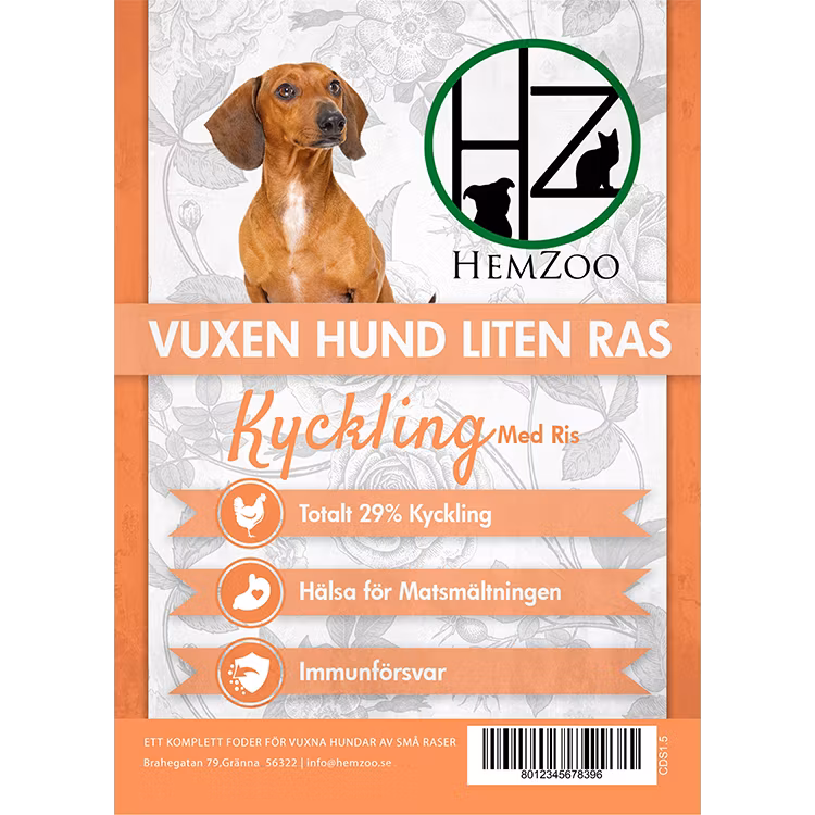 Kyckling med Ris - Vuxen - Liten Ras - 1,5kg