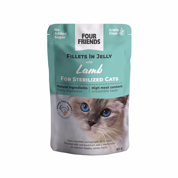 Four Friends Sterilized Adult Cat - Lamm i Gelé 85g