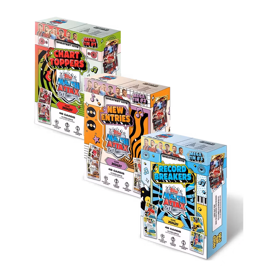 Topps Match Attax UEFA Club Competitions 2026/27 – Mega Tin (1 burk, slumpvis utförande av tre)