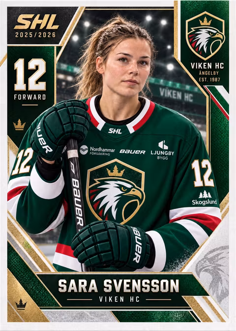 Sara Svensson som hockeykort