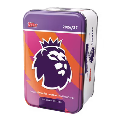 2026-27 Topps Premier League Super Tin (1 burk, slumpvis utf&ouml;rande av tre)