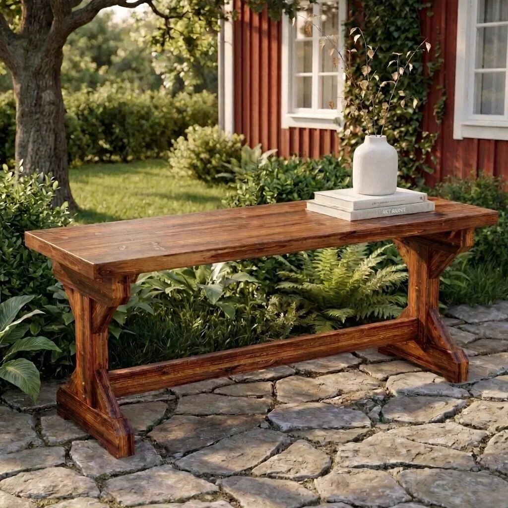 Rustikale 2-Sitzer-Gartenbank aus Massivholz – 114 cm