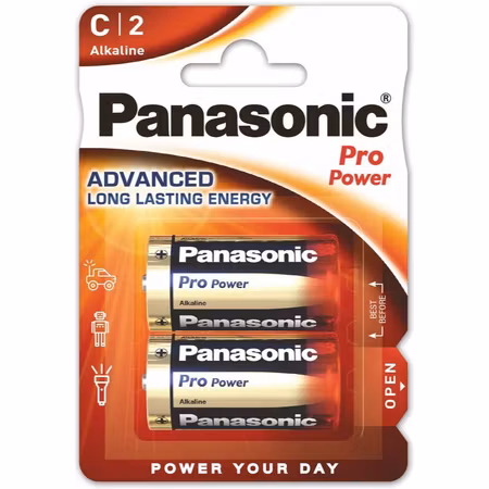 C-batterier (LR14) Panasonic Alkaline PRO Power, 2-pack