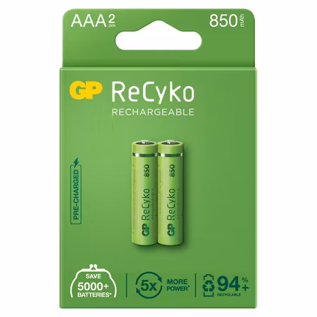 GP ReCyko AAA / HR03 850 mAh – 2-pack uppladdningsbara