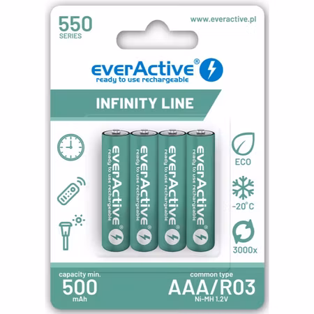 everActive AAA / HR03 550 mAh – 4-pack uppladdningsbara