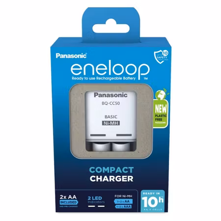 Panasonic Eneloop BQ-CC50 laddare + 2×AA 2000 mAh