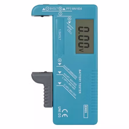 EMOS universal batteritestare – AA, AAA, C, D, 9V & knappceller