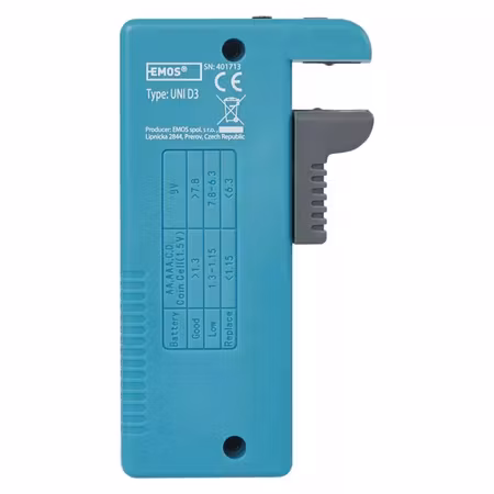 EMOS universal batteritestare – AA, AAA, C, D, 9V & knappceller