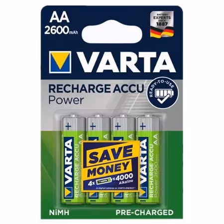 Uppladdningsbara batterier 4 x Varta Pro R2U R6 AA 2600mAh