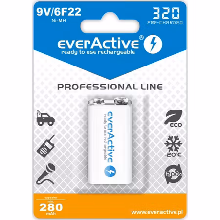 everActive 9V Ni-MH 320 mAh redo att användas