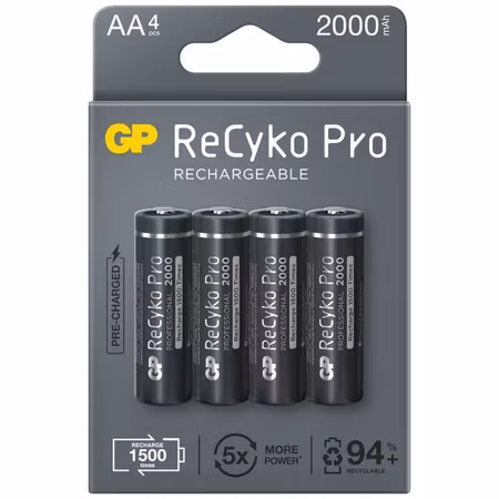 Uppladdningsbara batterier 4 x AA / R6 GP ReCyko Pro Ni-MH 2000mAh